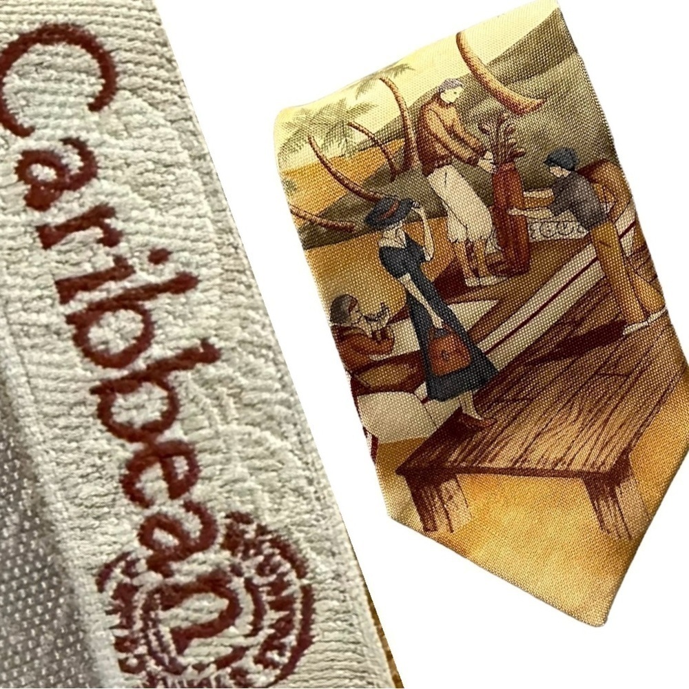 Caribbean Tie Yellow Novelty Vtg Golf  60” x 4”